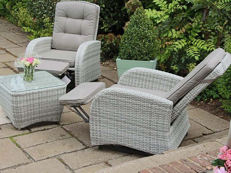 Reclining rattan bistro sales set